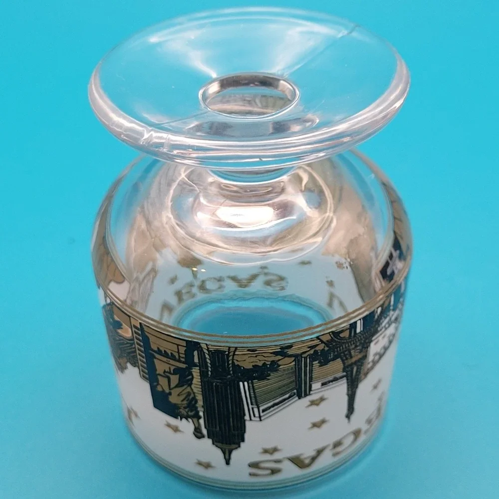 Las Vegas Collectible‎ Souvenir Shot Glass Landmark Buildings Frosted Gold Black